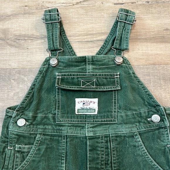 100% cotton Vintage green corduroy Carter’s 4T overalls - Picture 2 of 11